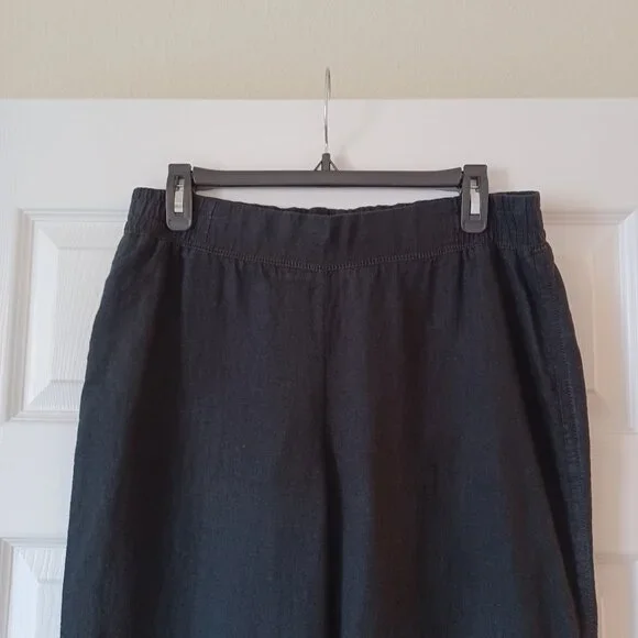 EUC Lilly Pulitzer "Deri" Black Woven Linen Wide-Leg Palazzo Pants Size Small - Picture 6 of 11